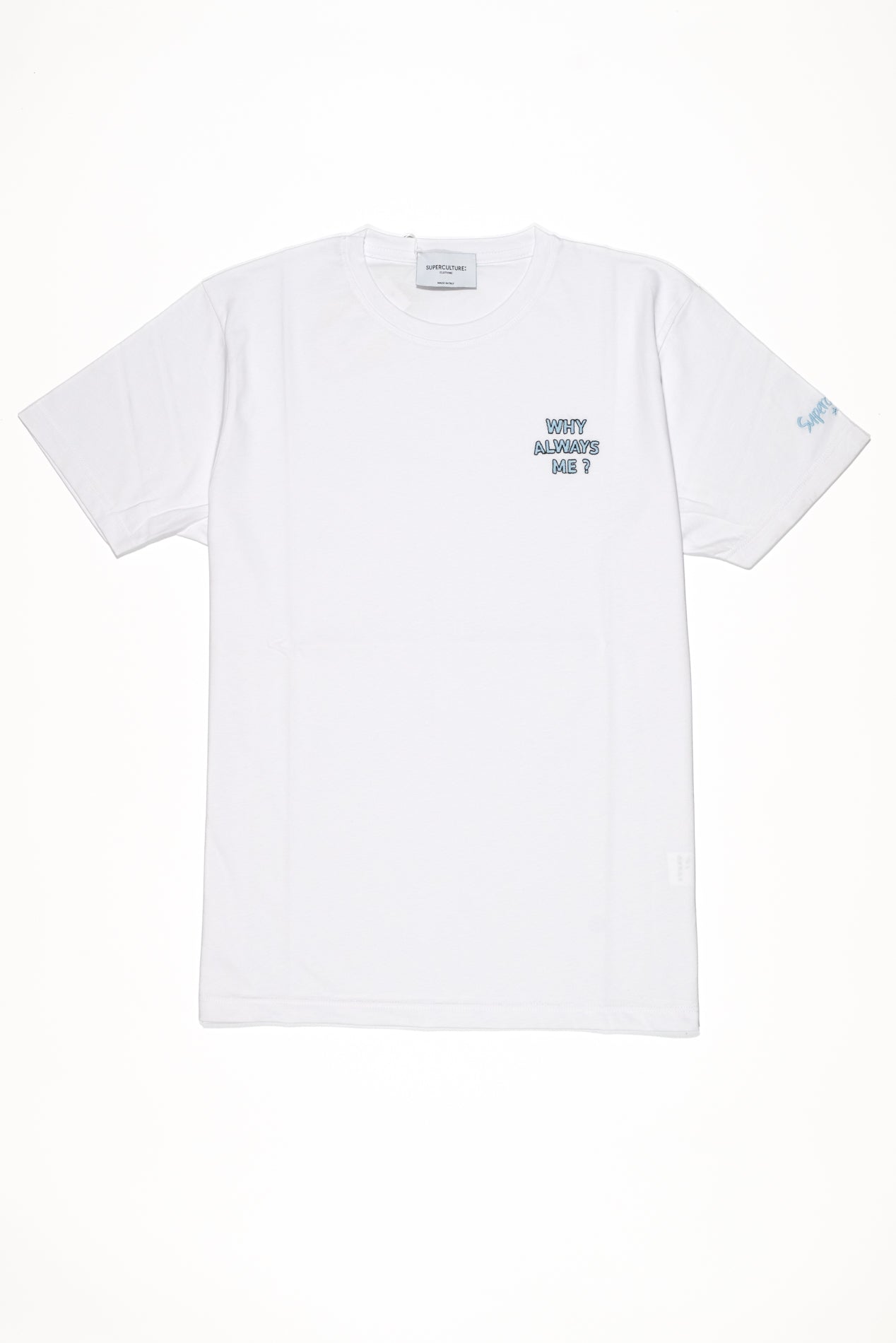 SUPERCULTURE T-shirt Bianca con ricamo lato cuore WHY ALWAYS ME - regular fit