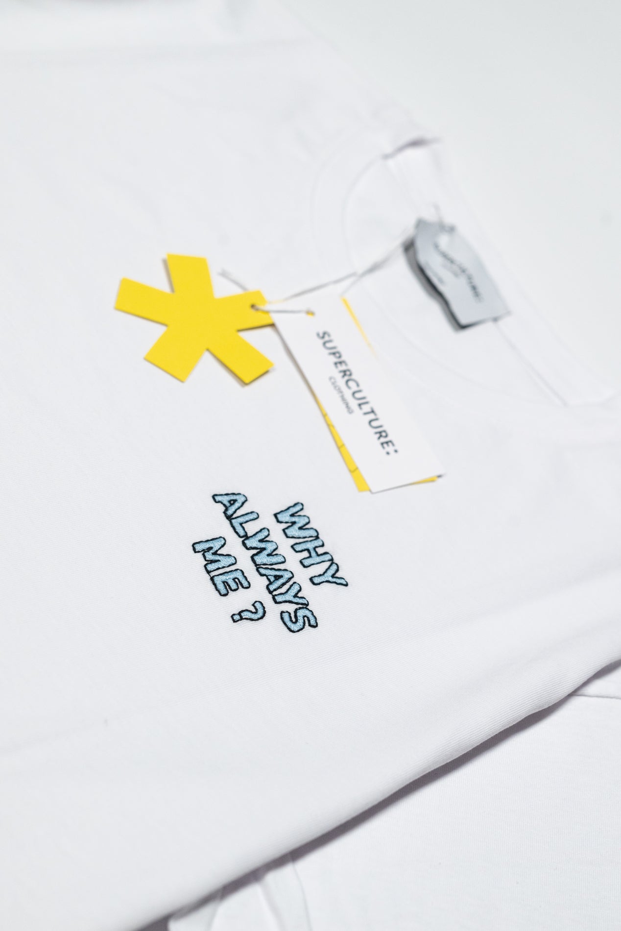 SUPERCULTURE T-shirt Bianca con ricamo lato cuore WHY ALWAYS ME - regular fit