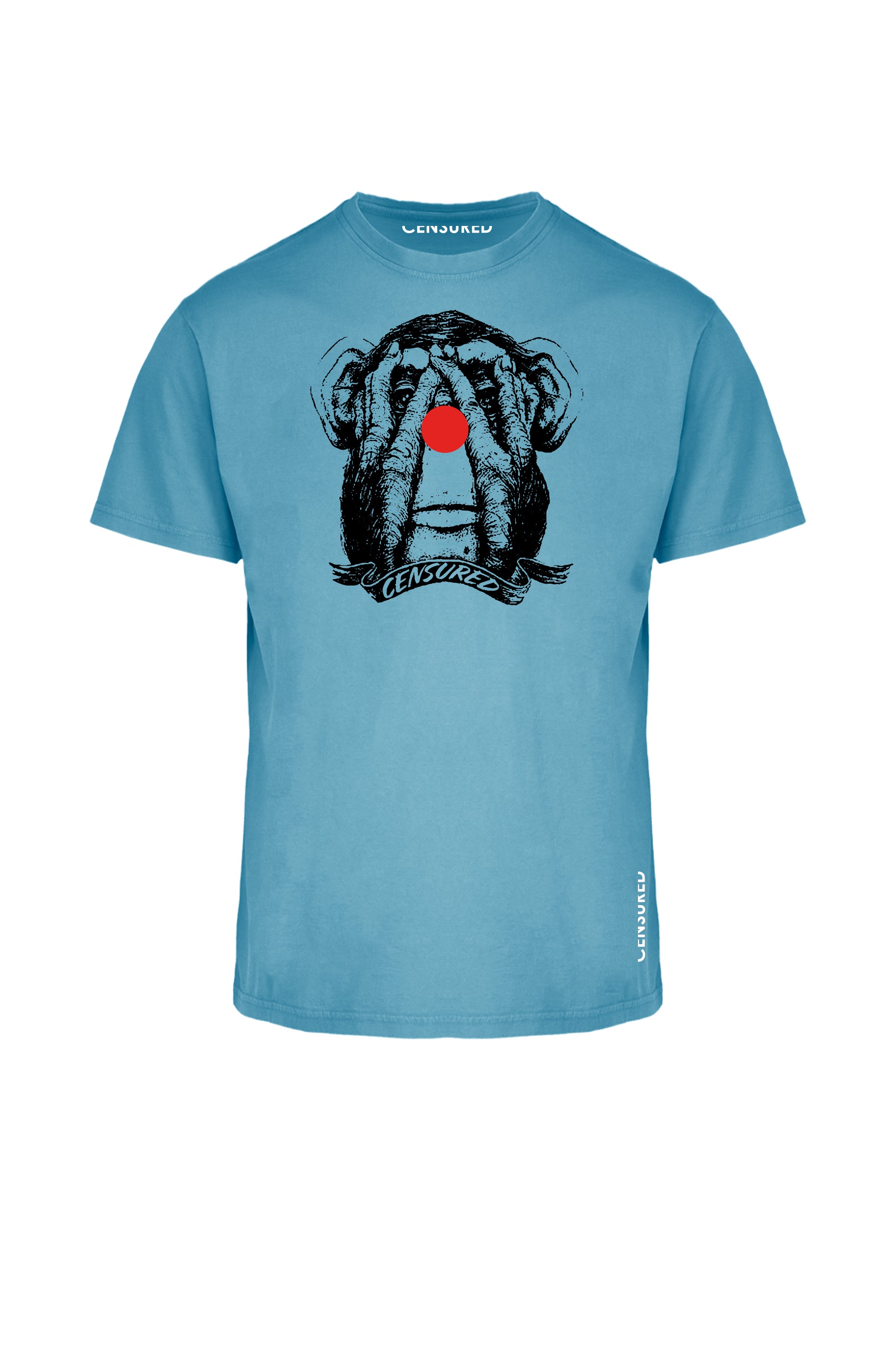 Censured T-Shirt da uomo azzurra lavaggio acido