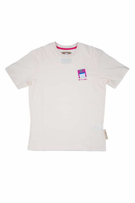 Tematico - T-Shirt vintage crema con stampa floppy disk