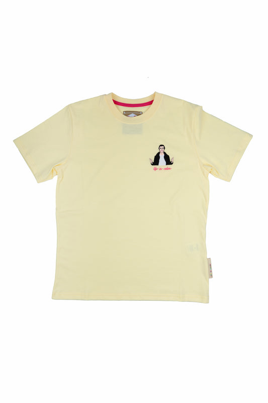 Tematico - T-Shirt vintage giallo con stampa Fonzie