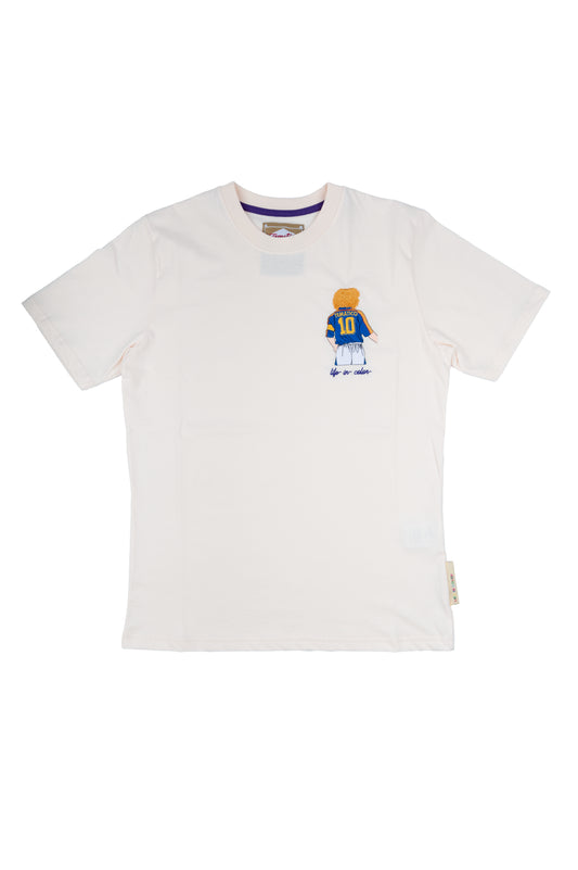 Tematico - T-Shirt vintage crema con stampa Carlos Valderrama