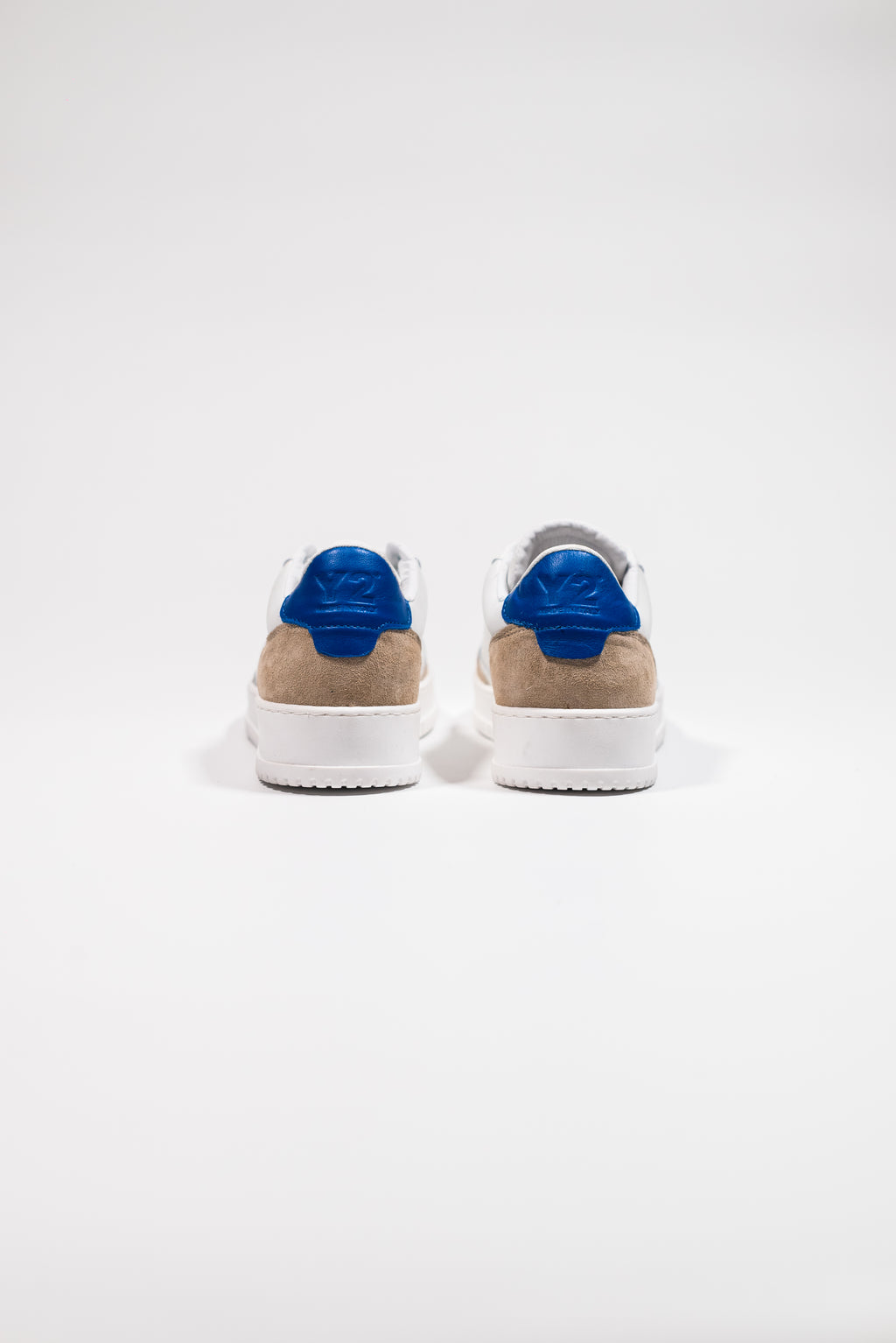 Y2 Sneaker Bianca e Azzurra con Inserti in Nabuk Beige