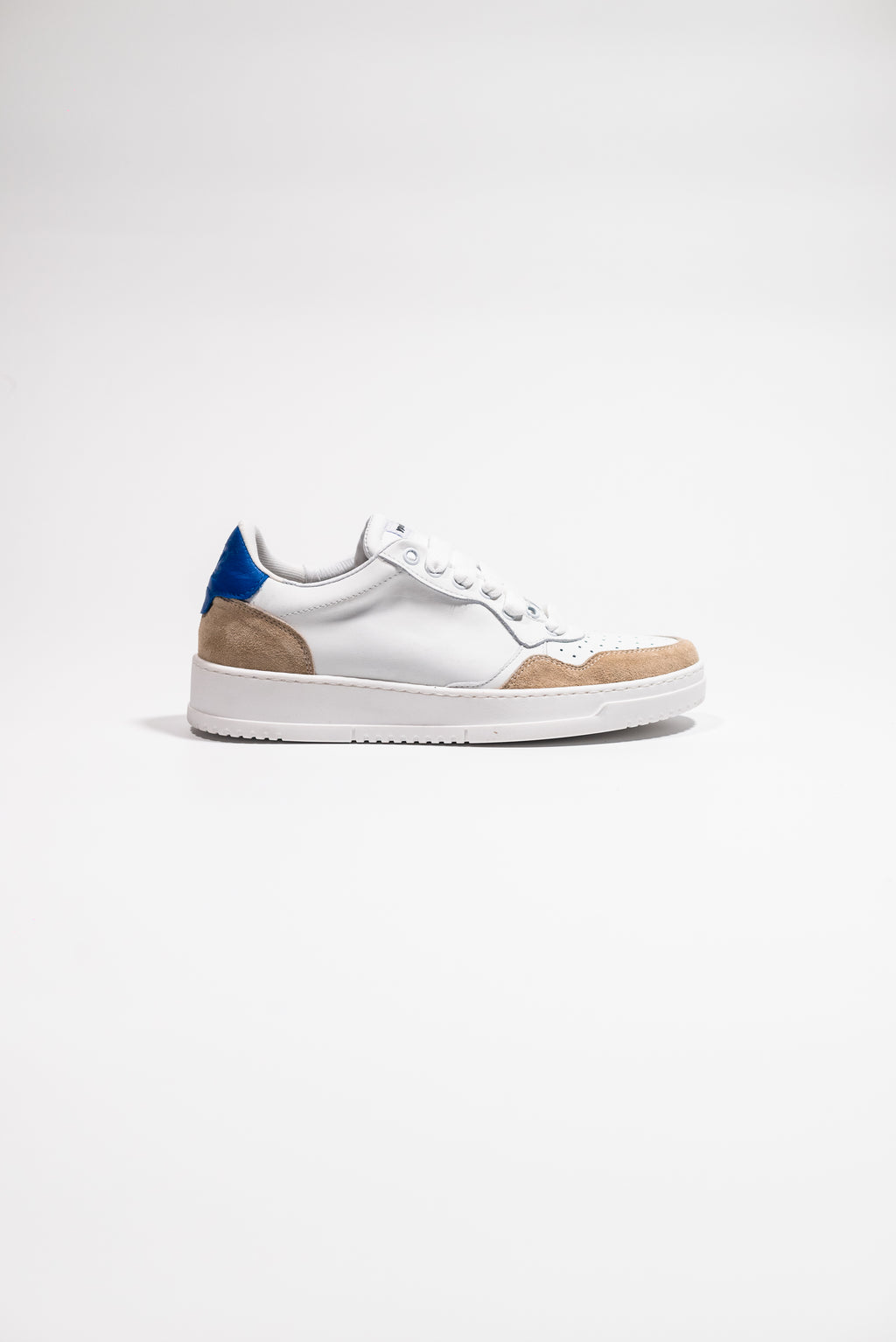 Y2 Sneaker Bianca e Azzurra con Inserti in Nabuk Beige