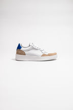 Y2 Sneaker Bianca e Azzurra con Inserti in Nabuk Beige