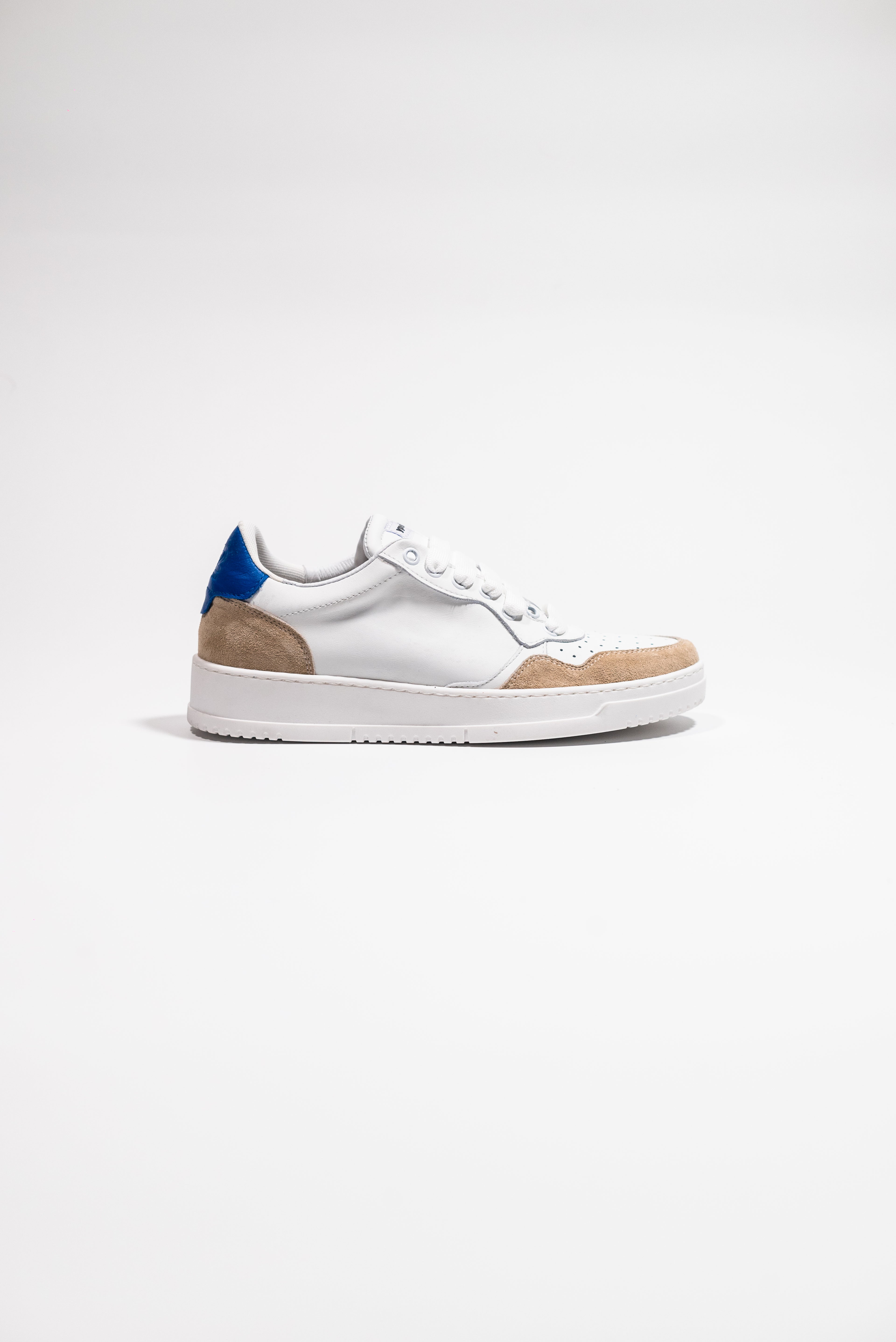 Y2 Sneaker Bianca e Azzurra con Inserti in Nabuk Beige