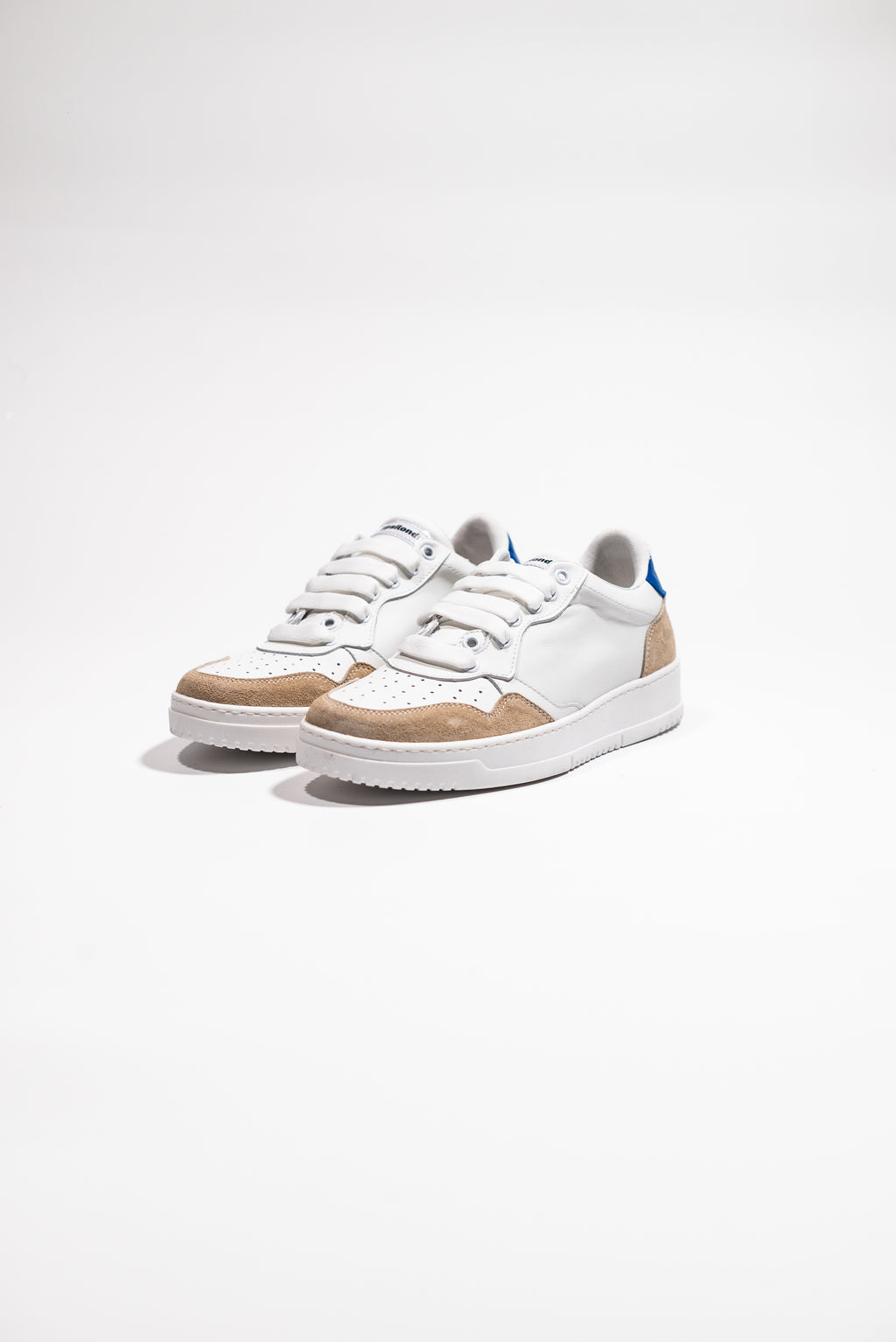 Y2 Sneaker Bianca e Azzurra con Inserti in Nabuk Beige