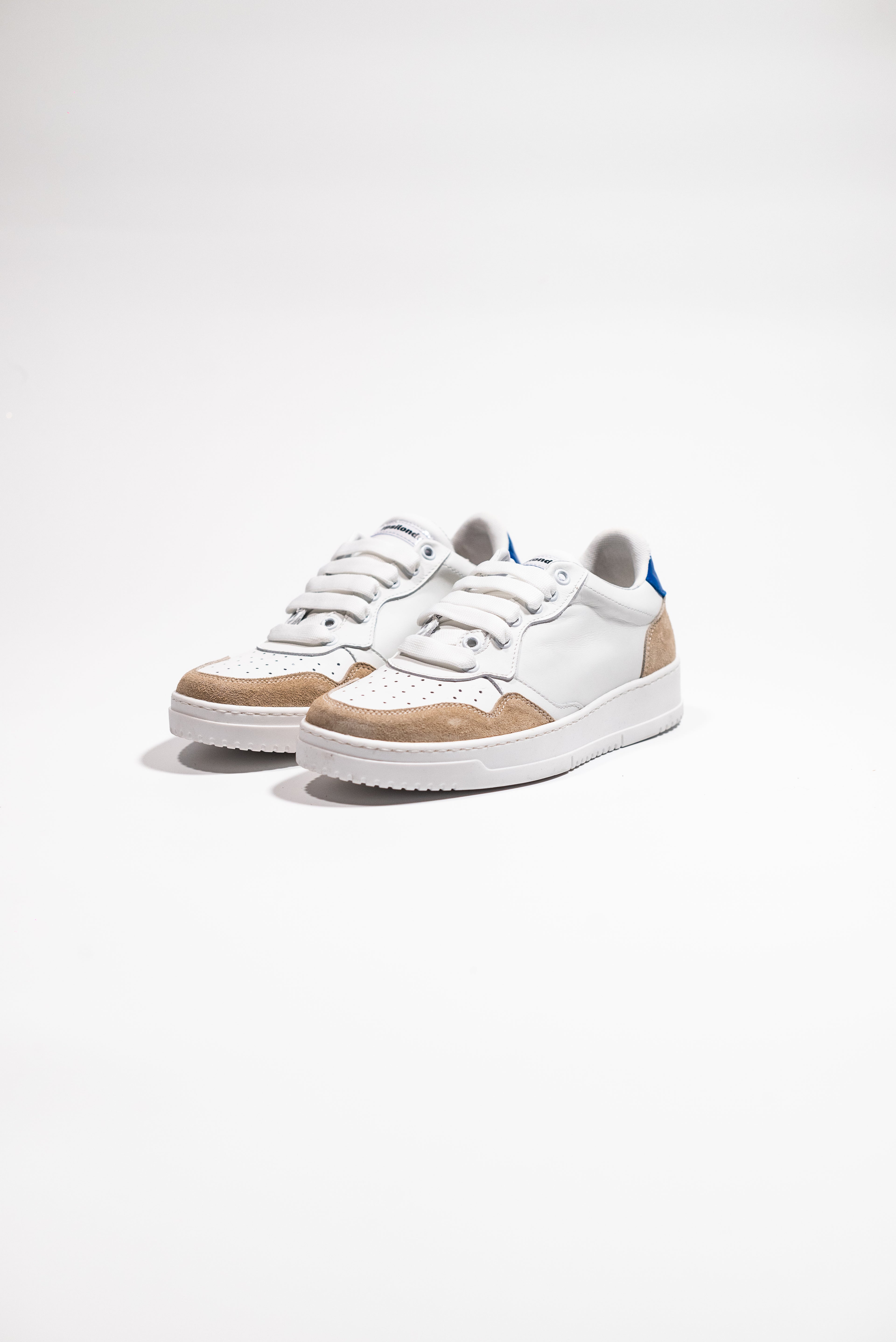 Y2 Sneaker Bianca e Azzurra con Inserti in Nabuk Beige
