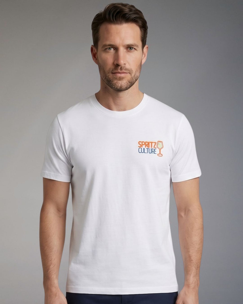 T-Shirt Superculture Bianca Uomo Ricamo Spritz Culture