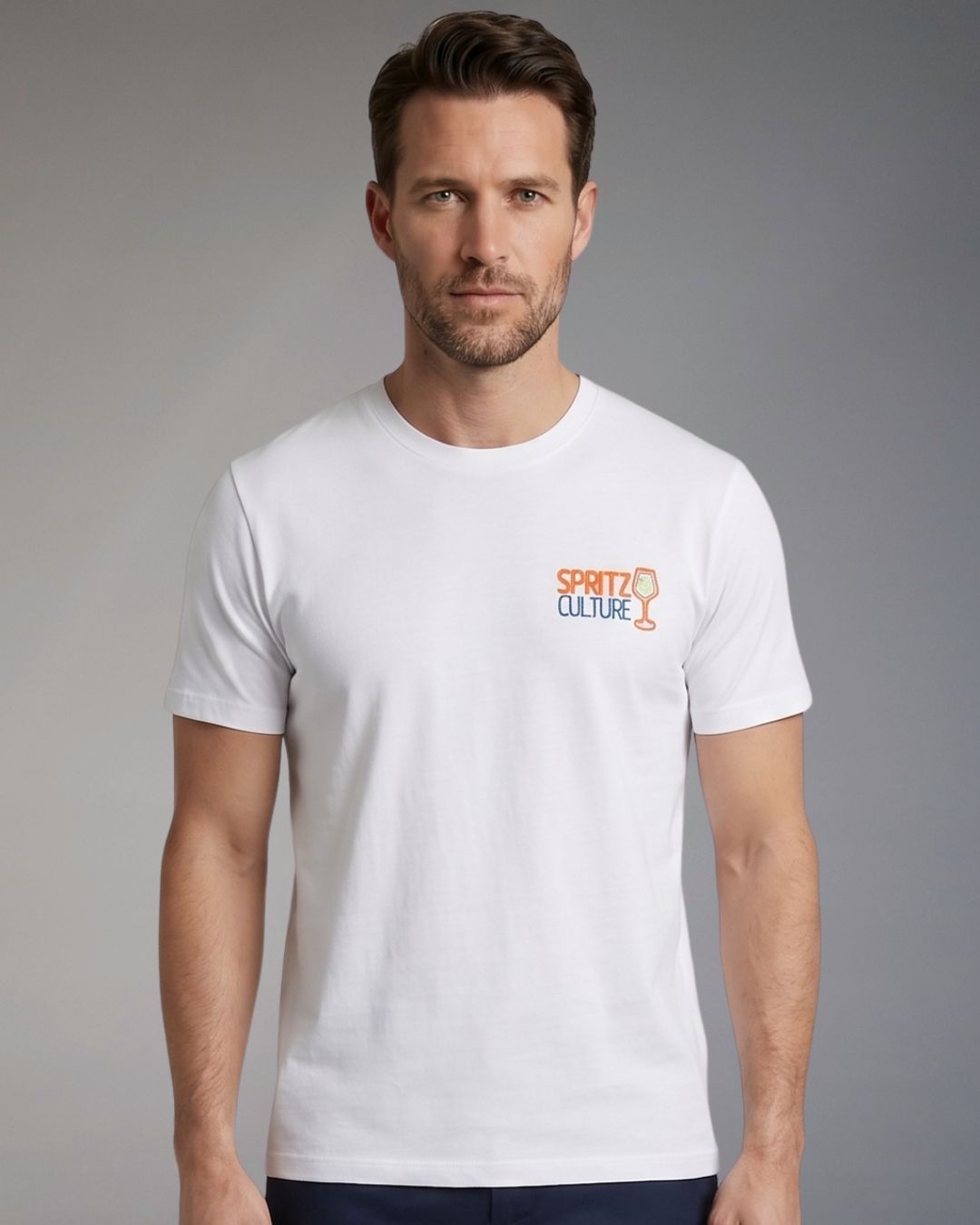 T-Shirt Superculture Bianca Uomo Ricamo Spritz Culture