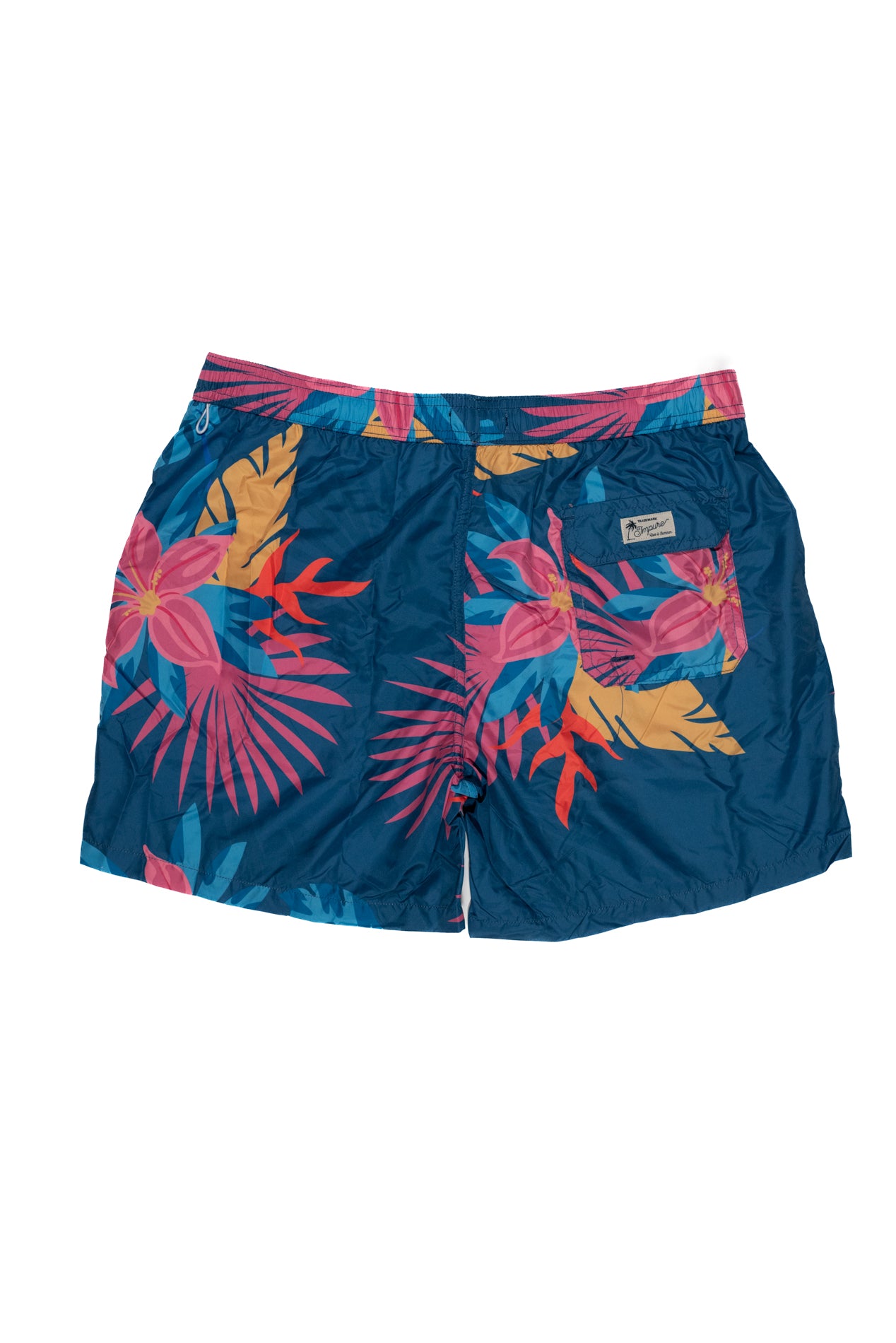 IMPURE Pantaloncino Mare Uomo Blu Tropicale con Pochette Integrata