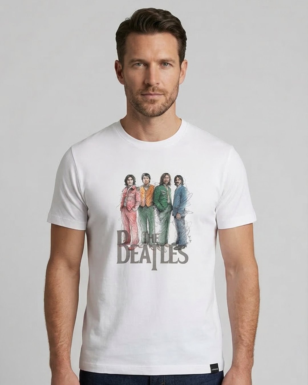 T-Shirt Uomo Homeward Bianca con Stampa The Beatles