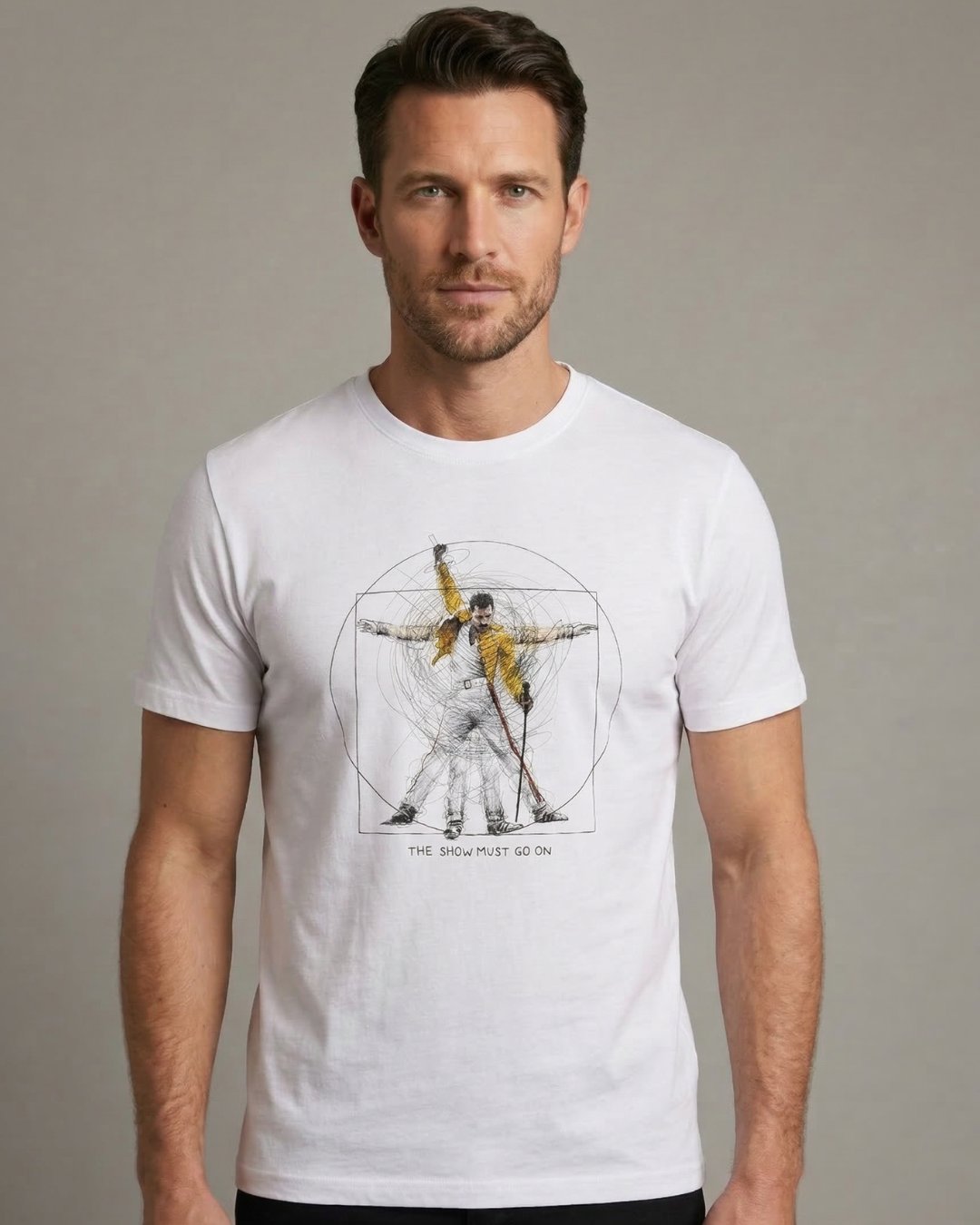 T-Shirt Uomo Homeward Bianca con Stampa Sketch Freddie Mercury