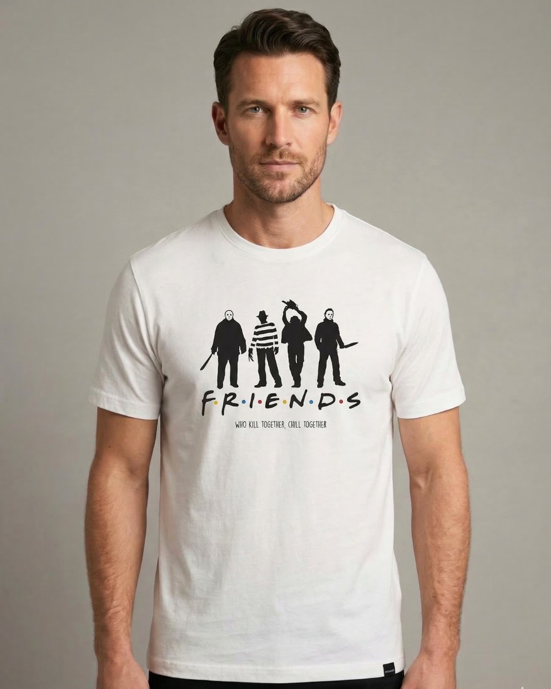 T-Shirt Uomo Homeward Off White con Stampa Ironica "Friends Horror"