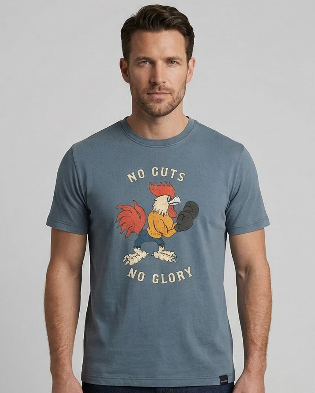 T-Shirt Uomo Homeward Blu con Stampa Vintage "No Guts No Glory"