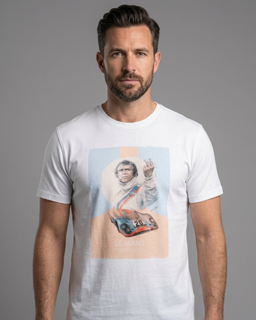 T-Shirt Uomo Homeward Bianca con Stampa Sketch "Le Mans"