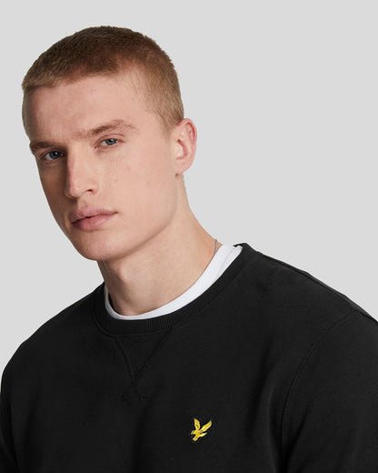 LYLE & SCOTT Felpa girocollo Nera garzata da uomo con logo