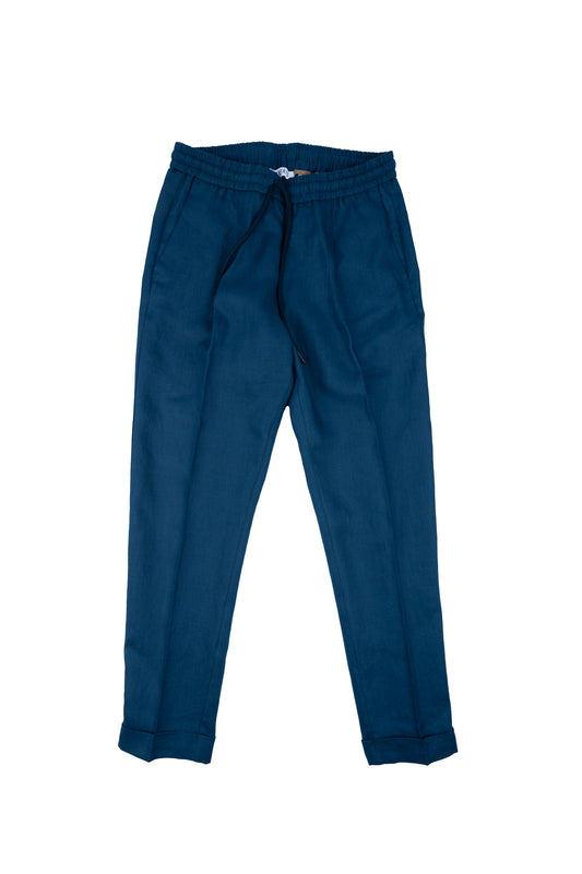 Over/D - Pantaloni da uomo in lino Blu