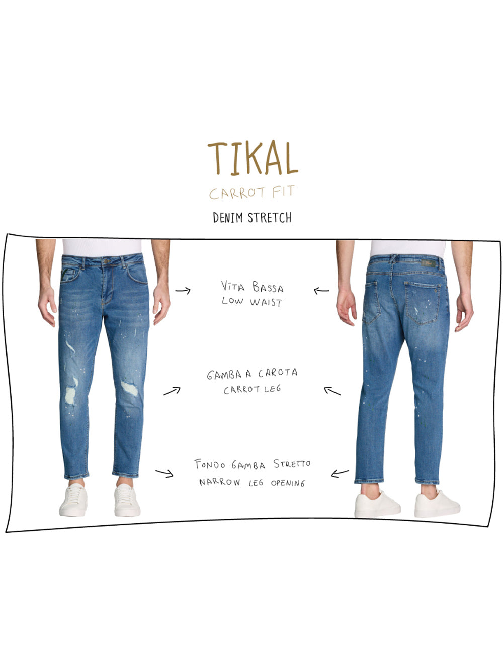 Jeans Pont uomo Tikal Carrot Fit Denim Stretch SADP15 chiaro